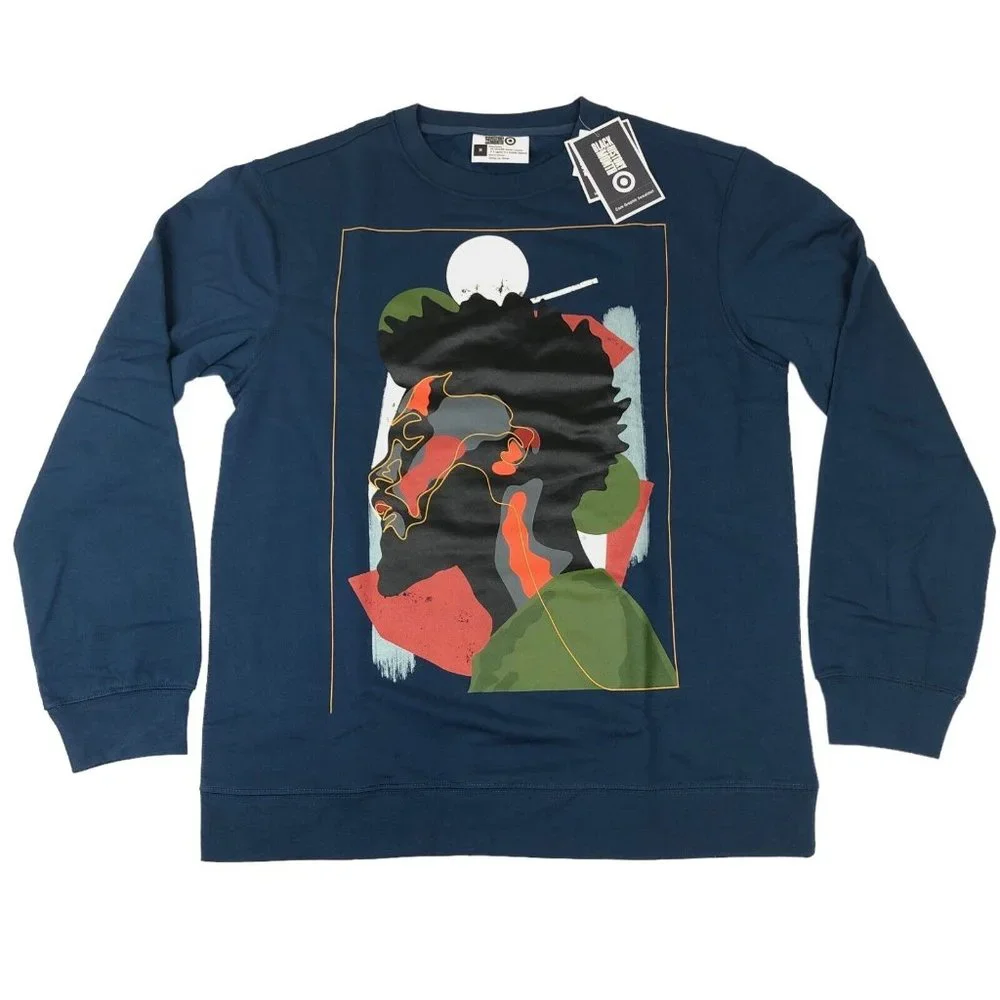 NEW Black History Month Graphic Sweatshirt Mens Medium Beautiful Man Blue Target - Picture 1 of 6